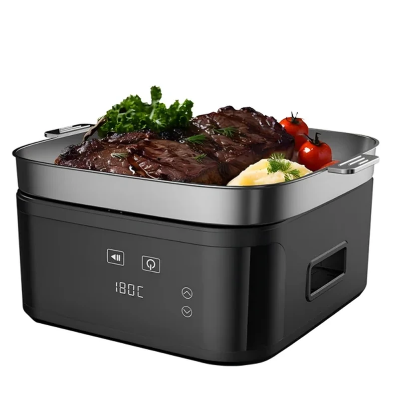 AirFryer 2 en 1 SilverTrust 08L 1650W AirFryer et Plaque Cuisson SilverTrust HIC-AF-8066D