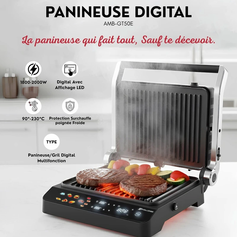 PANINEUSE DIGITAL CONTACT GRILL 2000 W